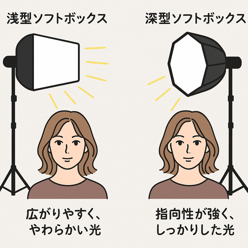 ソフトボックスの浅型と深型の違い